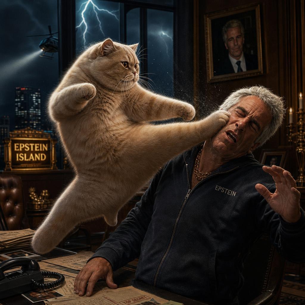 KAT kicking a man in a dark office